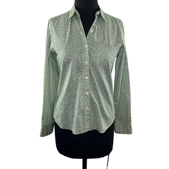 STEVEN ALAN Green Pink Shirt Cotton Floral Long Sleeve Button-Up USA S Small - Picture 1 of 8